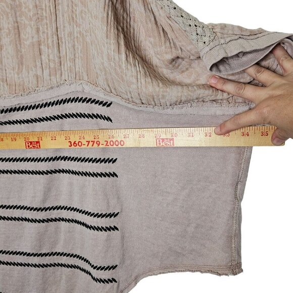 Free People Women's Right Back Dolman Boho Striped Knit Top Sz M Pink & Beige - Picture 11 of 12